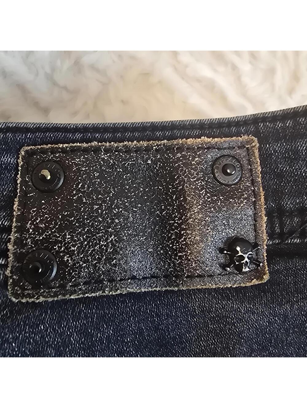 Buffalo David Bitton Black Moto Skinny Jeans Coated Stretch Biker Pants W36 L30 - Picture 9 of 9